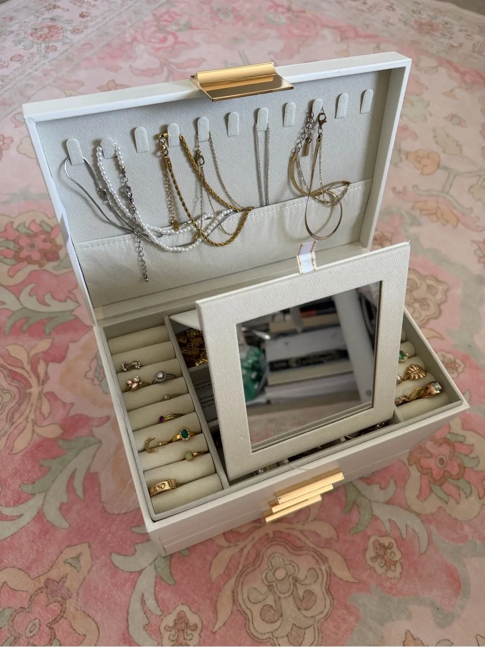White Jewelry Organizer Box - Multi-Drawer Jewelry Storage